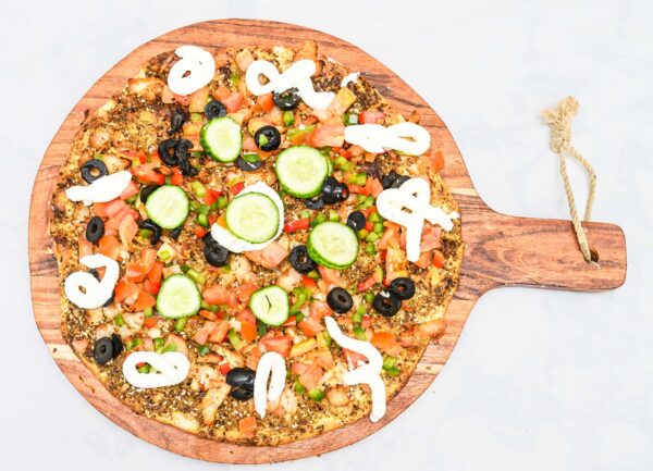 Zatar, Chicken, Veggie Yogurt Manoosh